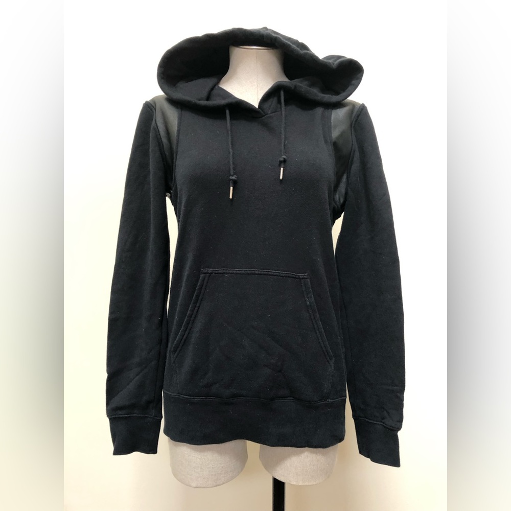 Nike genuine lamb leather shoulder decor cotton hoodie black M